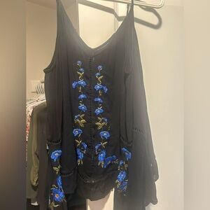 American Eagle Black bell sleeve blouse